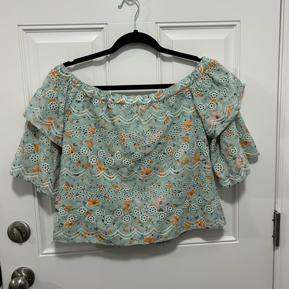 Anthropologie Laia Eyelet Floral Off-The-Shoulder Blouse - Picture 6 of 6